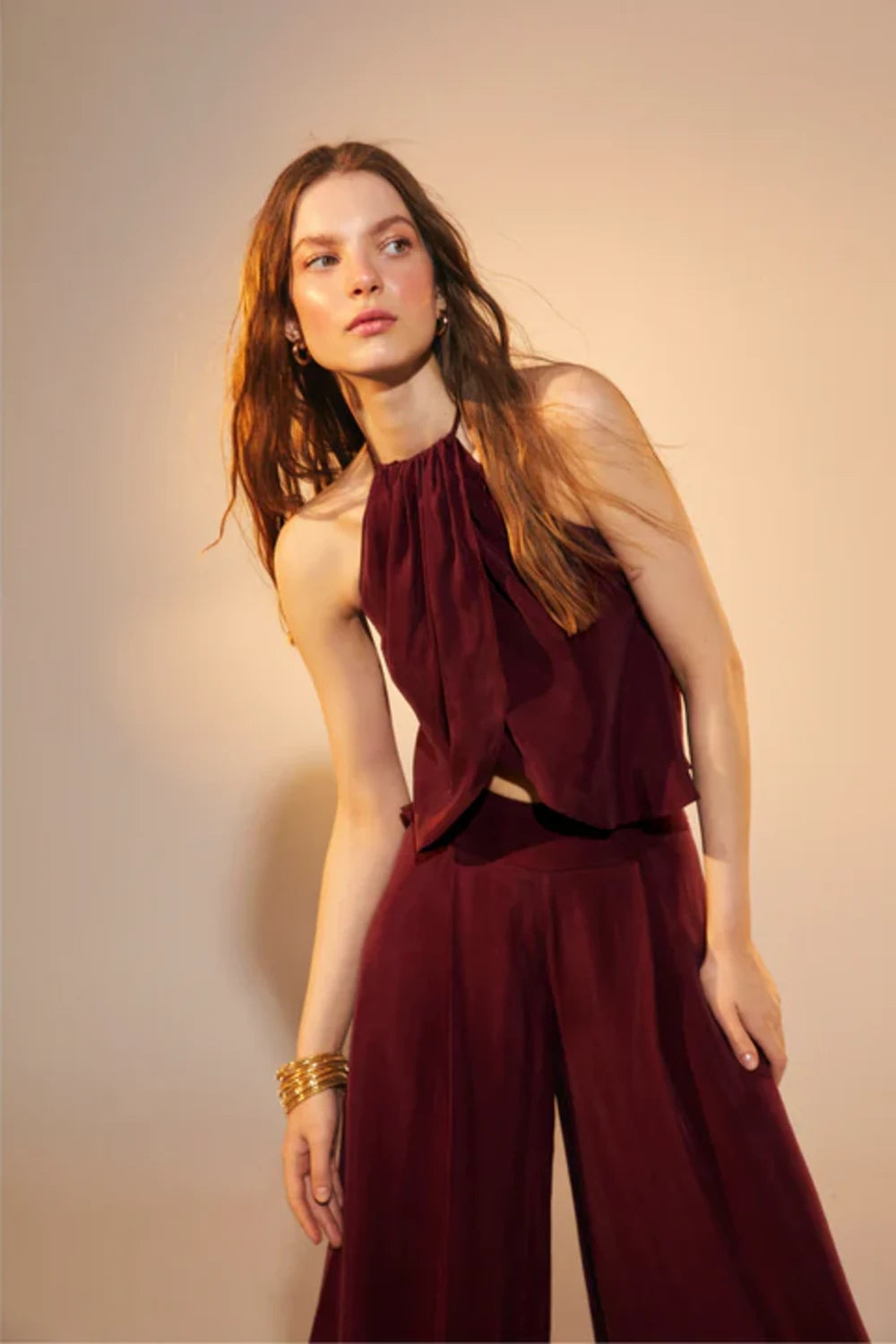 Nazlı Ceren-Mui Modal Top Red Plum-Top-2-Milagron.com