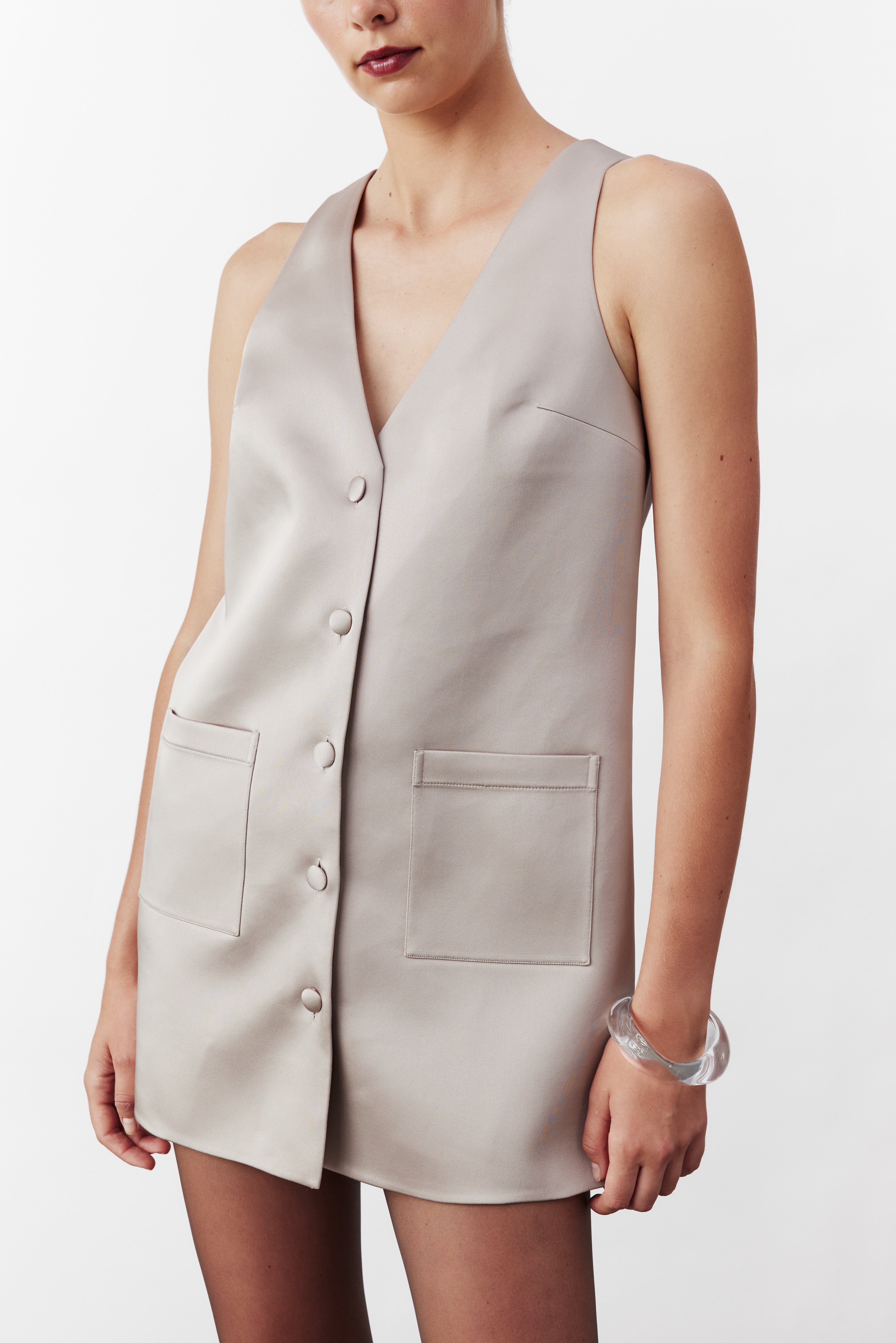 Nazlı Ceren-Odessa Mini Düğmeli Elbise Füme-Elbise-2-Milagron.com