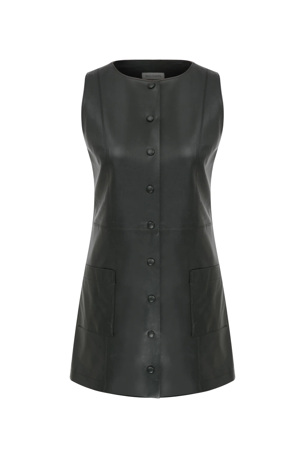 Nazlı Ceren-Odette Vegan Deri Mini Elbise Noire-Elbise-3-Milagron.com