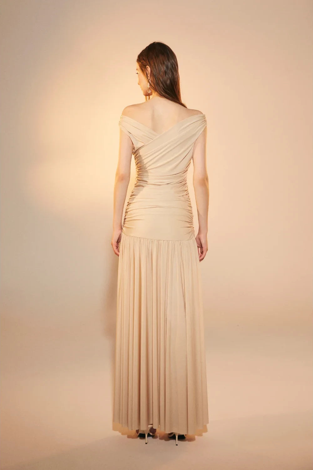 Nazlı Ceren-Purley Jarse Elbise Cuban Sand-Elbise-2-Milagron.com