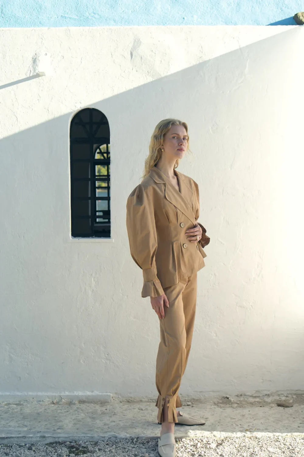 Nazlı Ceren-Raff Asimetrik Koton Pantolon-Pantolon-4-Milagron.com