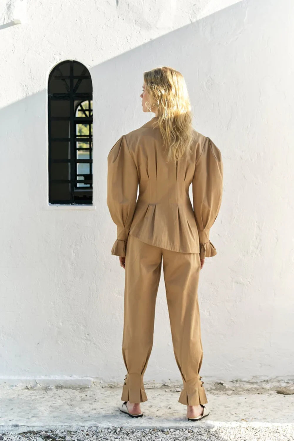 Nazlı Ceren-Raff Asimetrik Koton Pantolon-Pantolon-5-Milagron.com