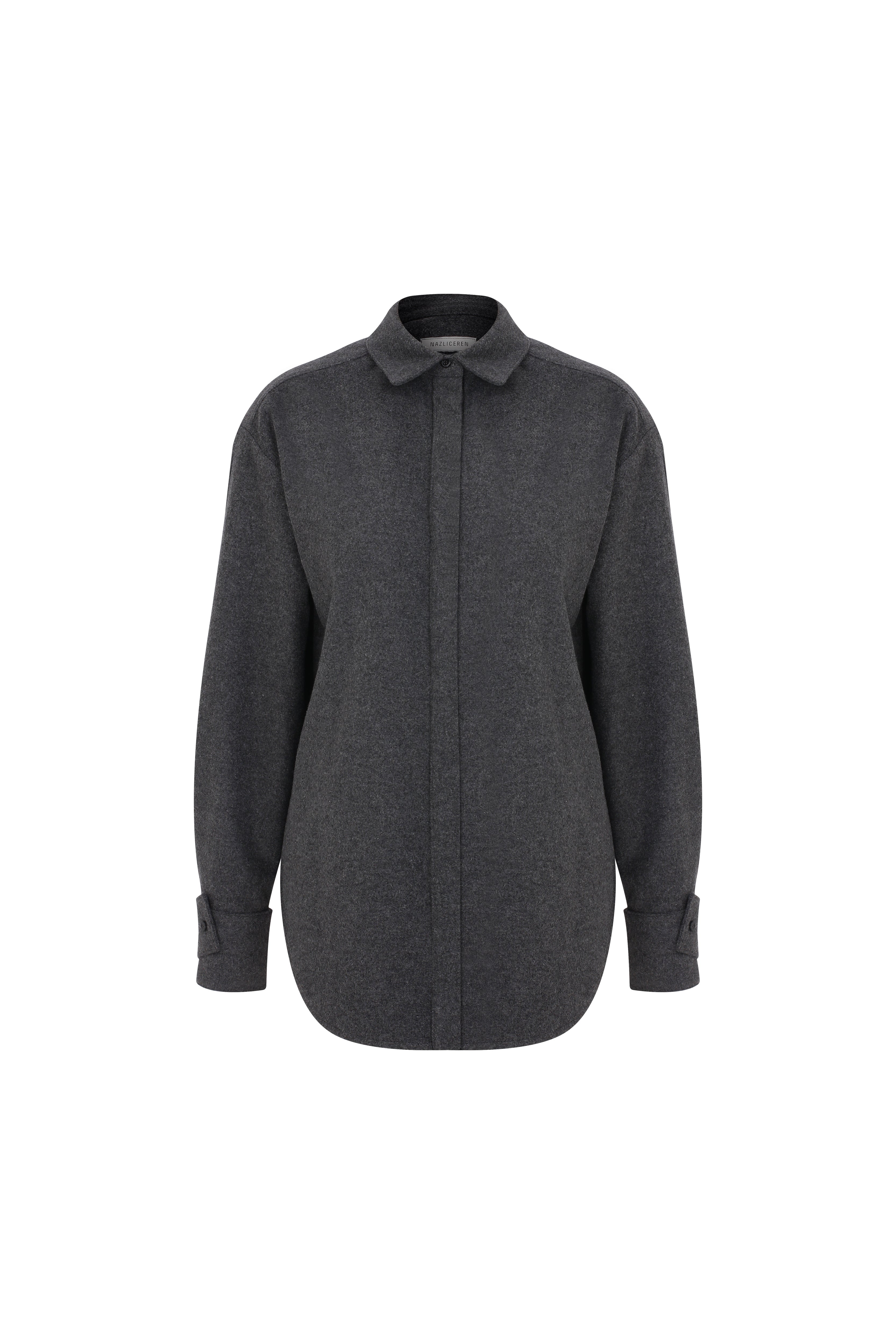 Nazlı Ceren-Ravenna Yün Karışımlı Gömlek Antracite-Gömlek-1-Milagron.com