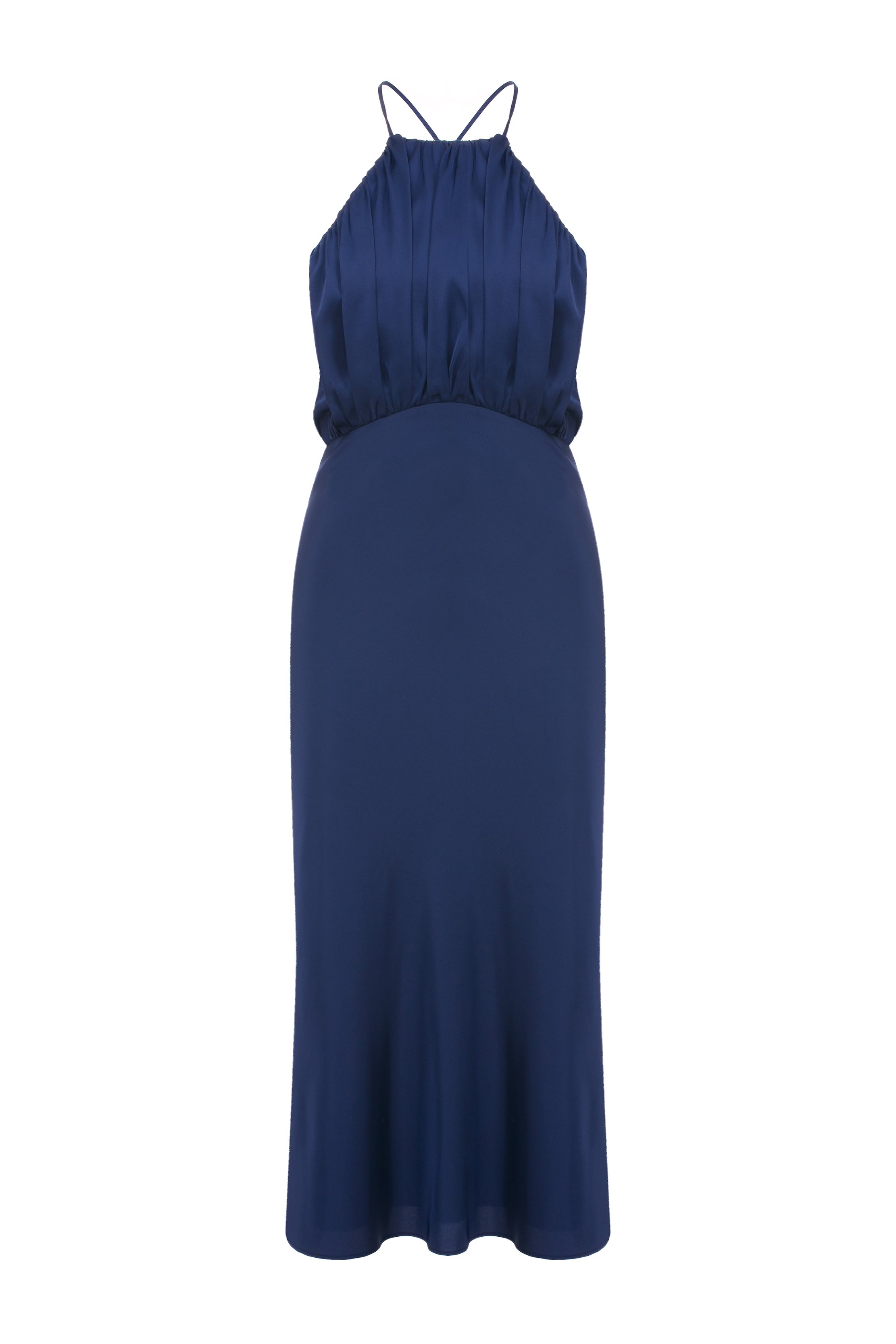 Nazlı Ceren-Reese Saten Elbise Gece Mavisi-Elbise-4-Milagron.com