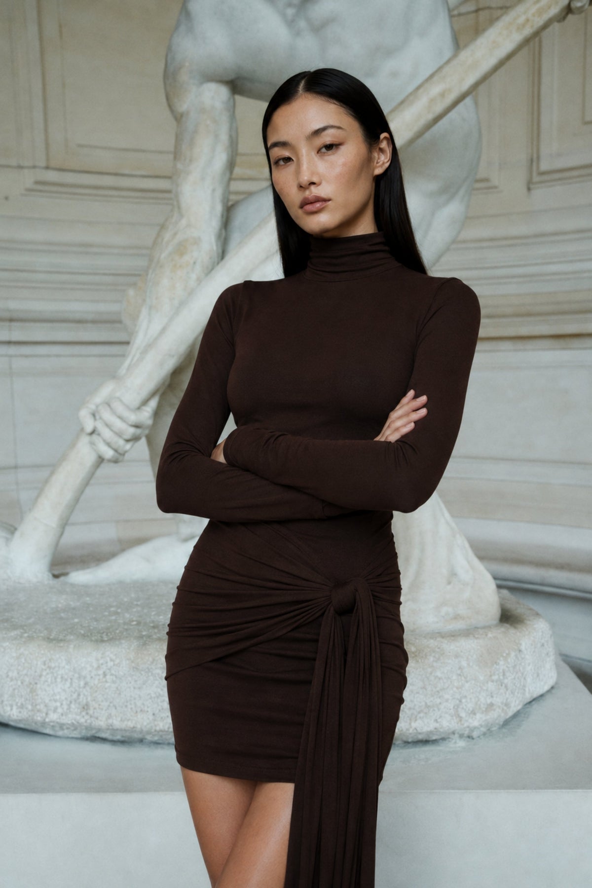 Romy Mini Jarse Elbise Burnt Brown