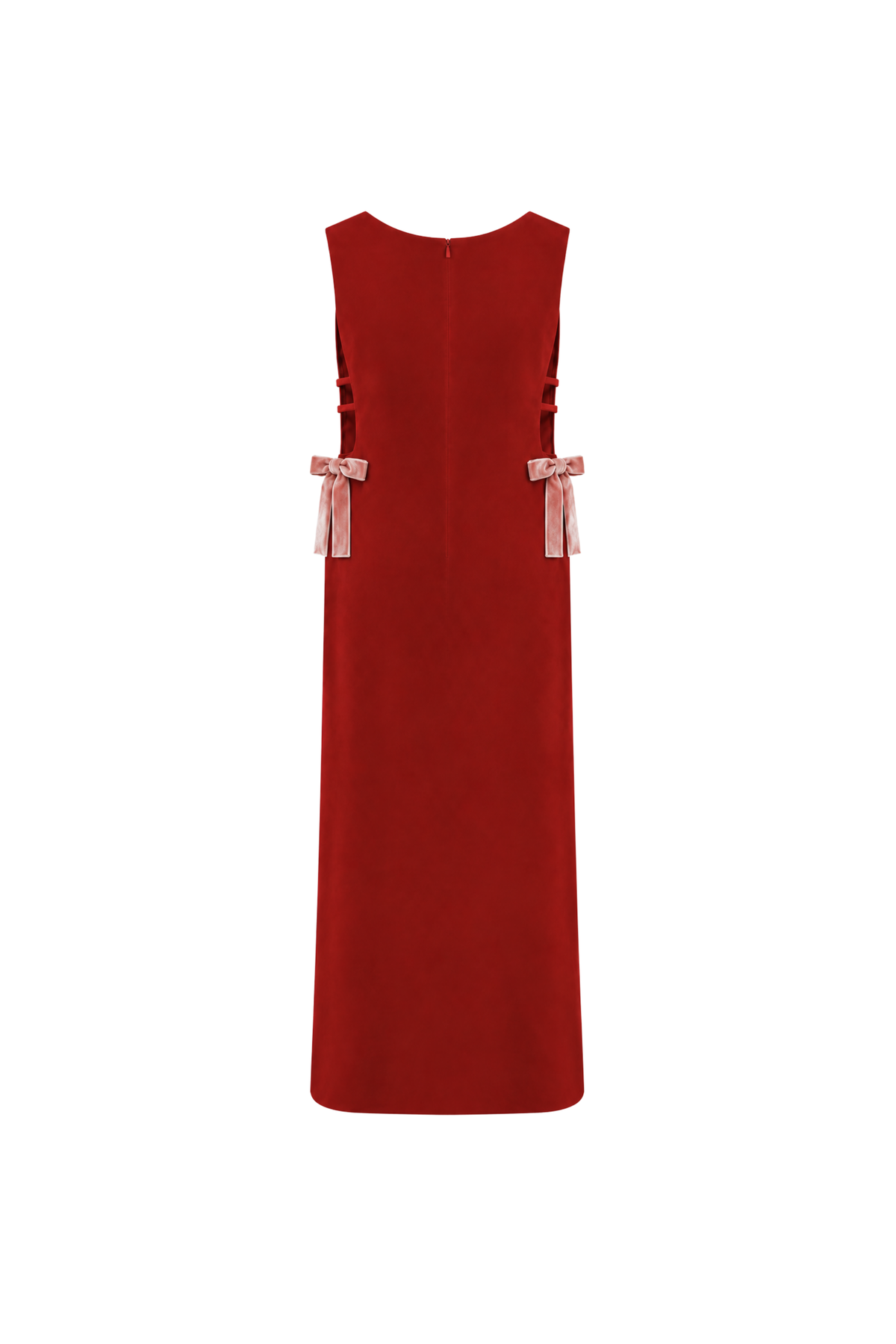 Sabine Midi Krep Elbise - Paprika Kırmızı - 1