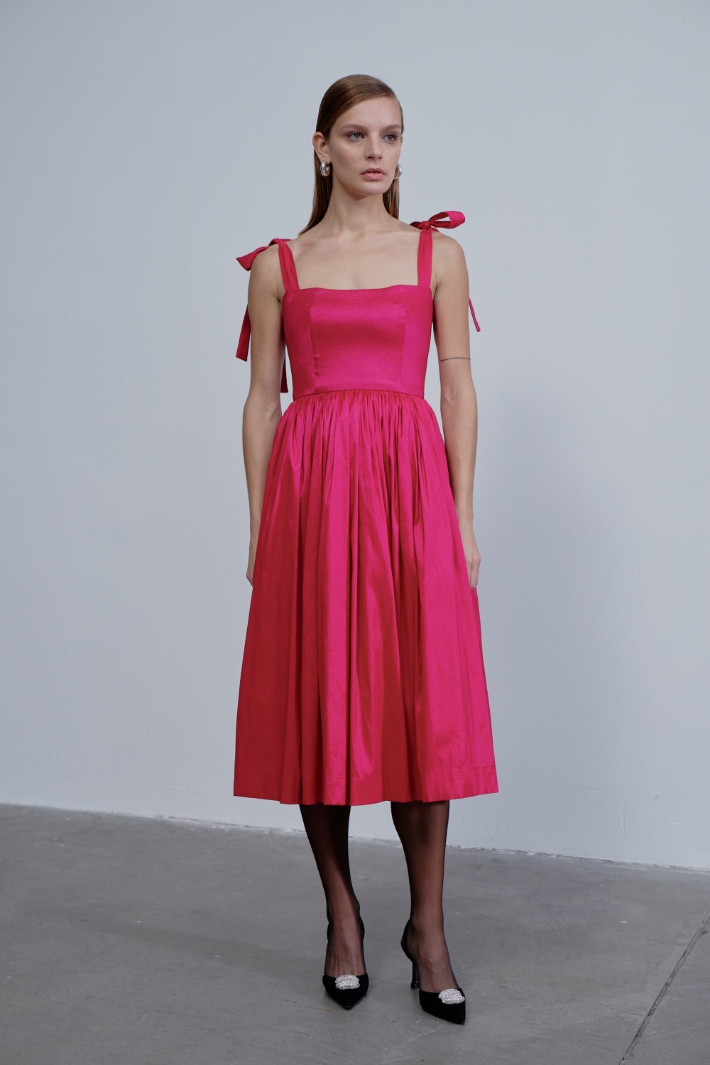 Nazlı Ceren-Sibby Midi Elbise Pink-Elbise-1-Milagron.com