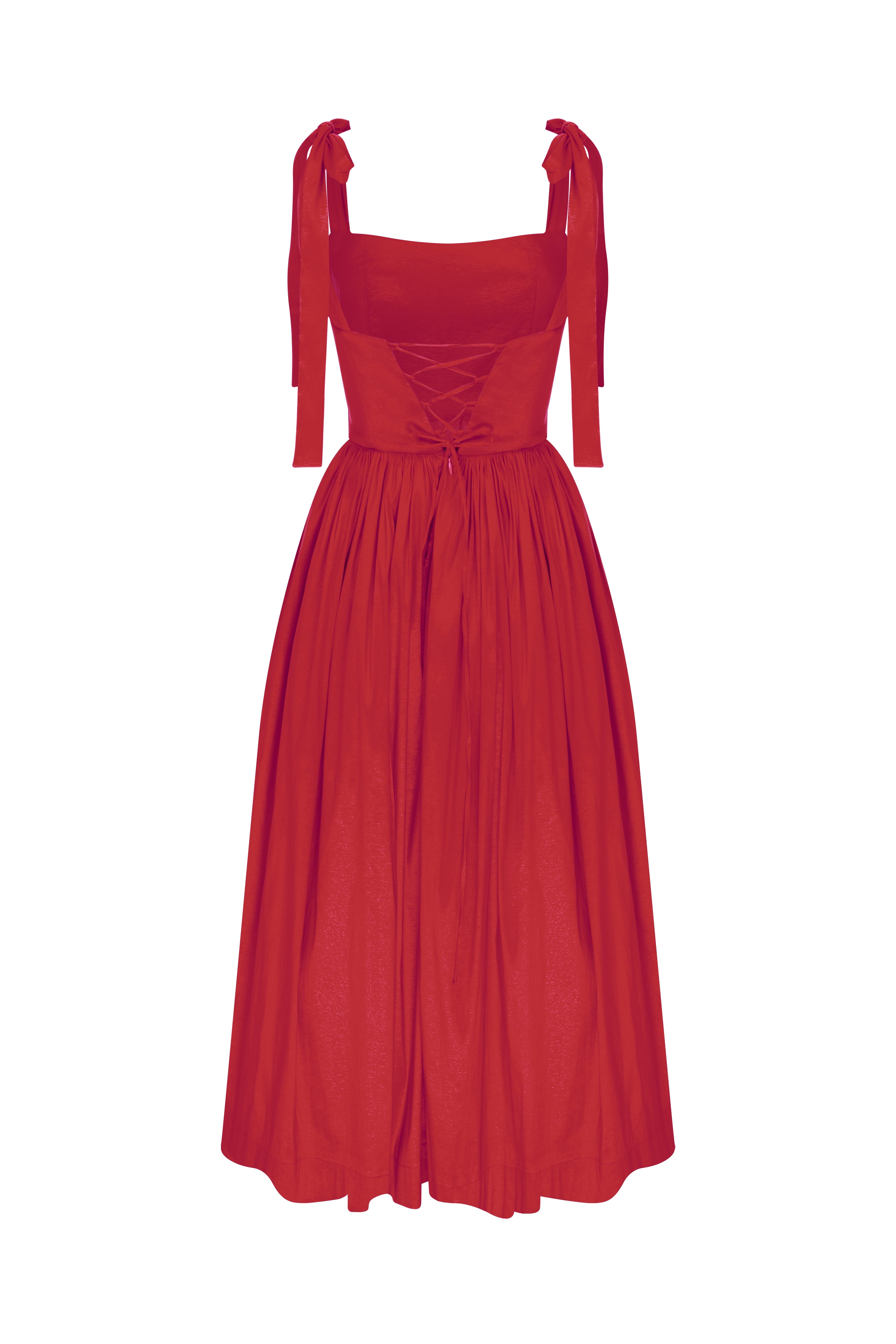 Nazlı Ceren-Sibby Midi Elbise Rouge-Elbise-2-Milagron.com