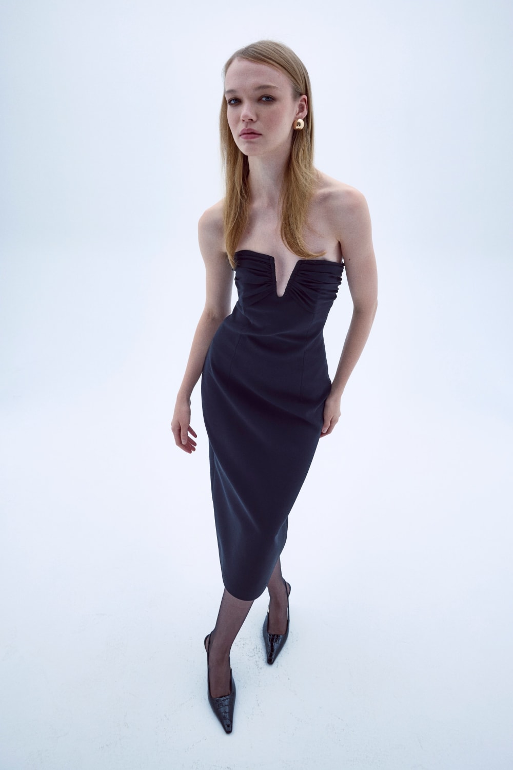 Nazlı Ceren-Siyah Miora Midi Krep Elbise-Elbise-4-Milagron.com