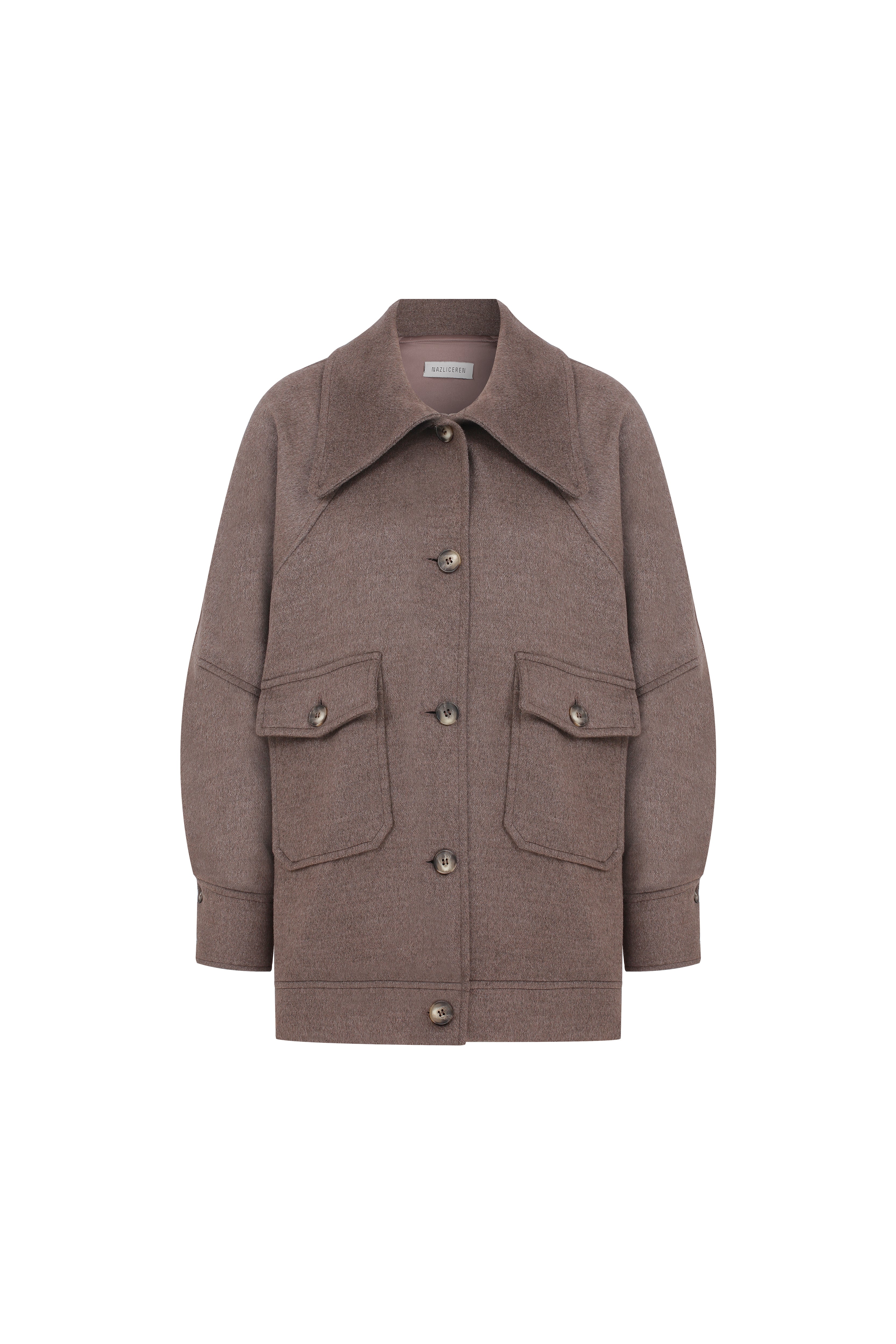 Nazlı Ceren-Terry Kaşmir Ceket Dark Brown-Ceket-1-Milagron.com