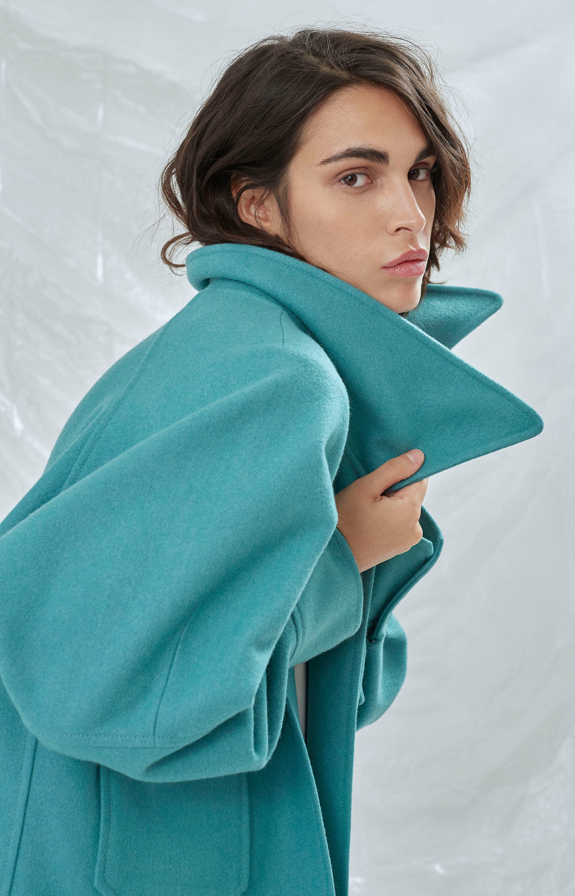 Nazlı Ceren-Terry Wool Blend Jacket In Green-Ceket-4-Milagron.com