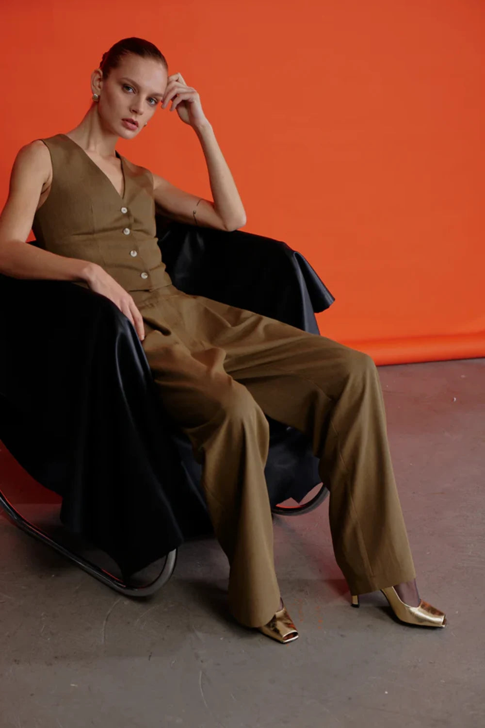 Nazlı Ceren-Tina Pantolon Haki-Kumaş Pantolon-4-Milagron.com