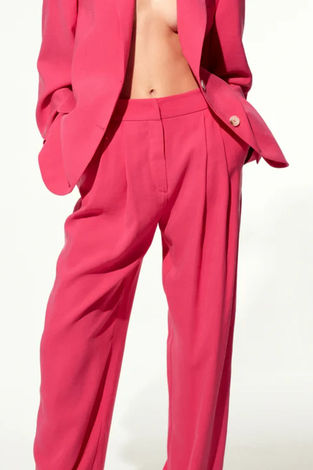 Nazlı Ceren-Tina Wide Leg Pantolon Bubble Gum Pink-Kumaş Pantolon-5-Milagron.com