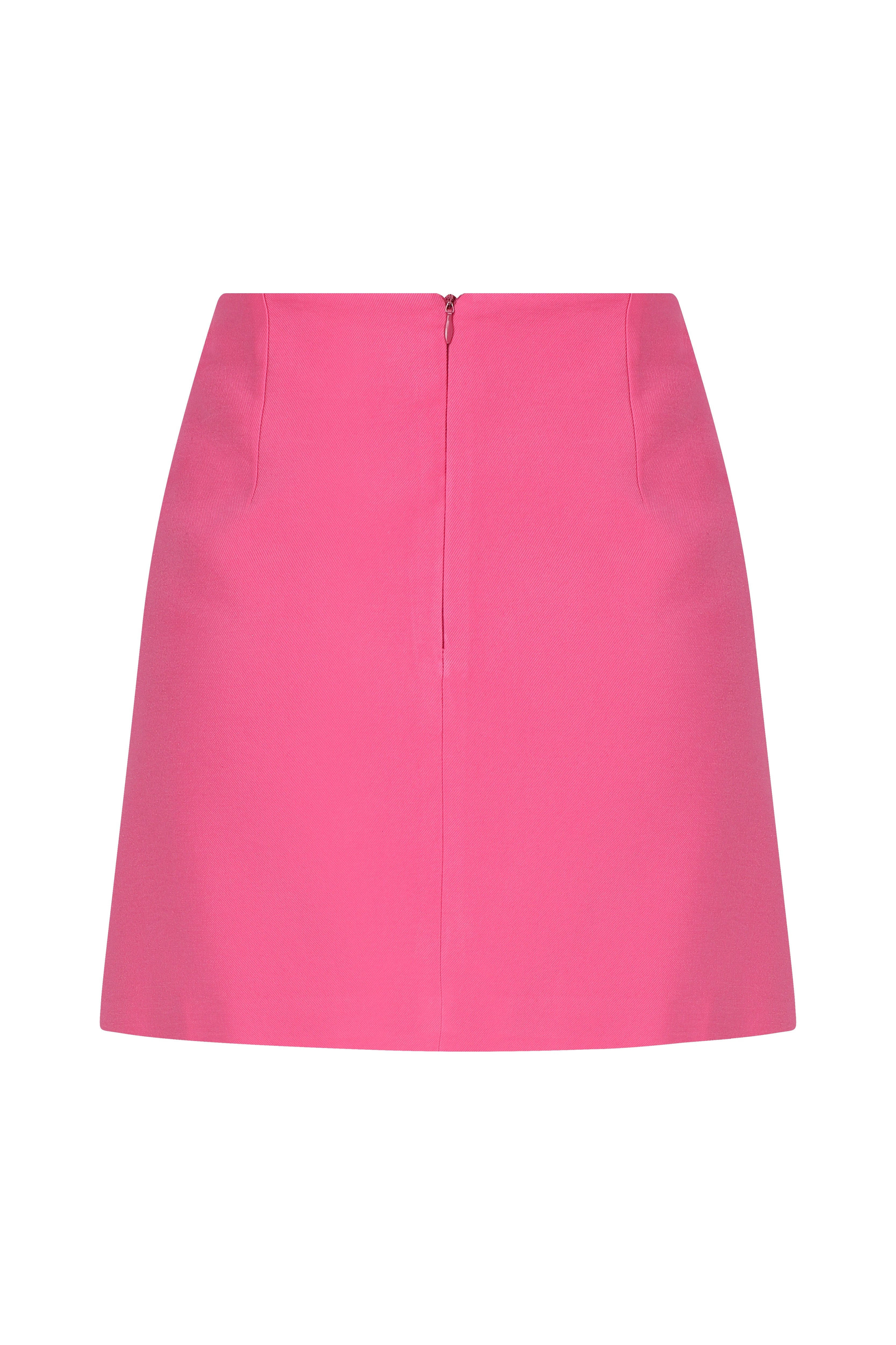 Nazlı Ceren-Vance A Kesim Mini Etek Bubble Gum Pink-Etek-2-Milagron.com