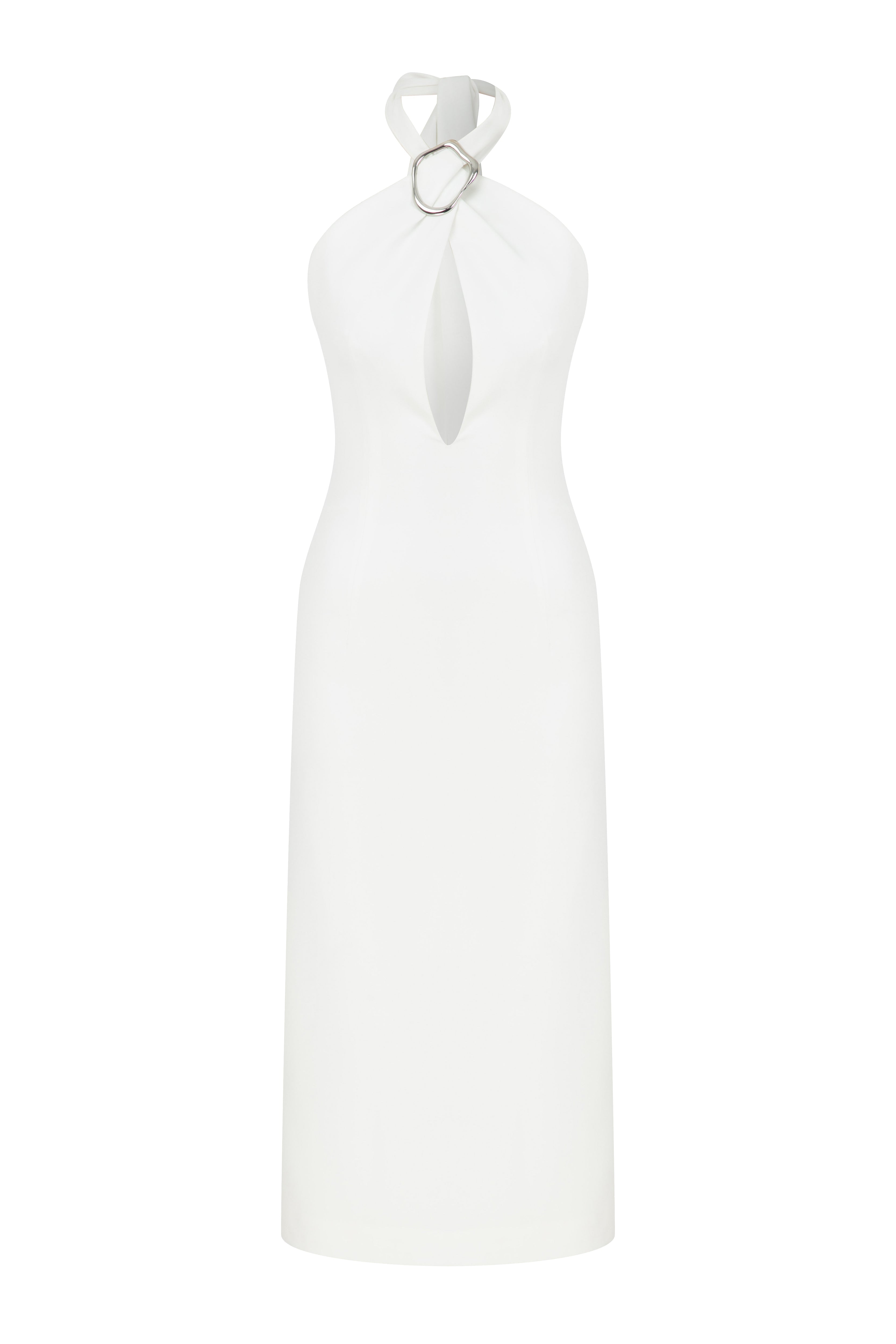 Nazlı Ceren-Viana Krep Midi Elbise Vanilla Ice-Elbise-1-Milagron.com