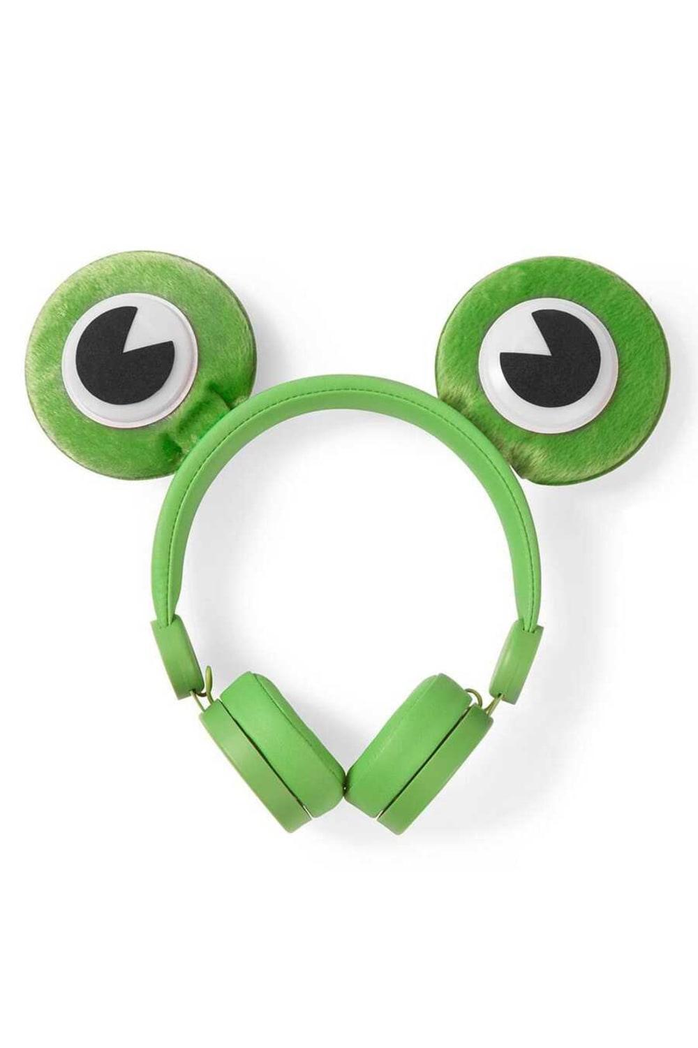 Nedis-Freddy Frog Animaticks Yeşil Çıkarılabilir Aksesuarlı Kulak Üstü Çocuk Kulaklığı-Kulaklık-1-Milagron.com