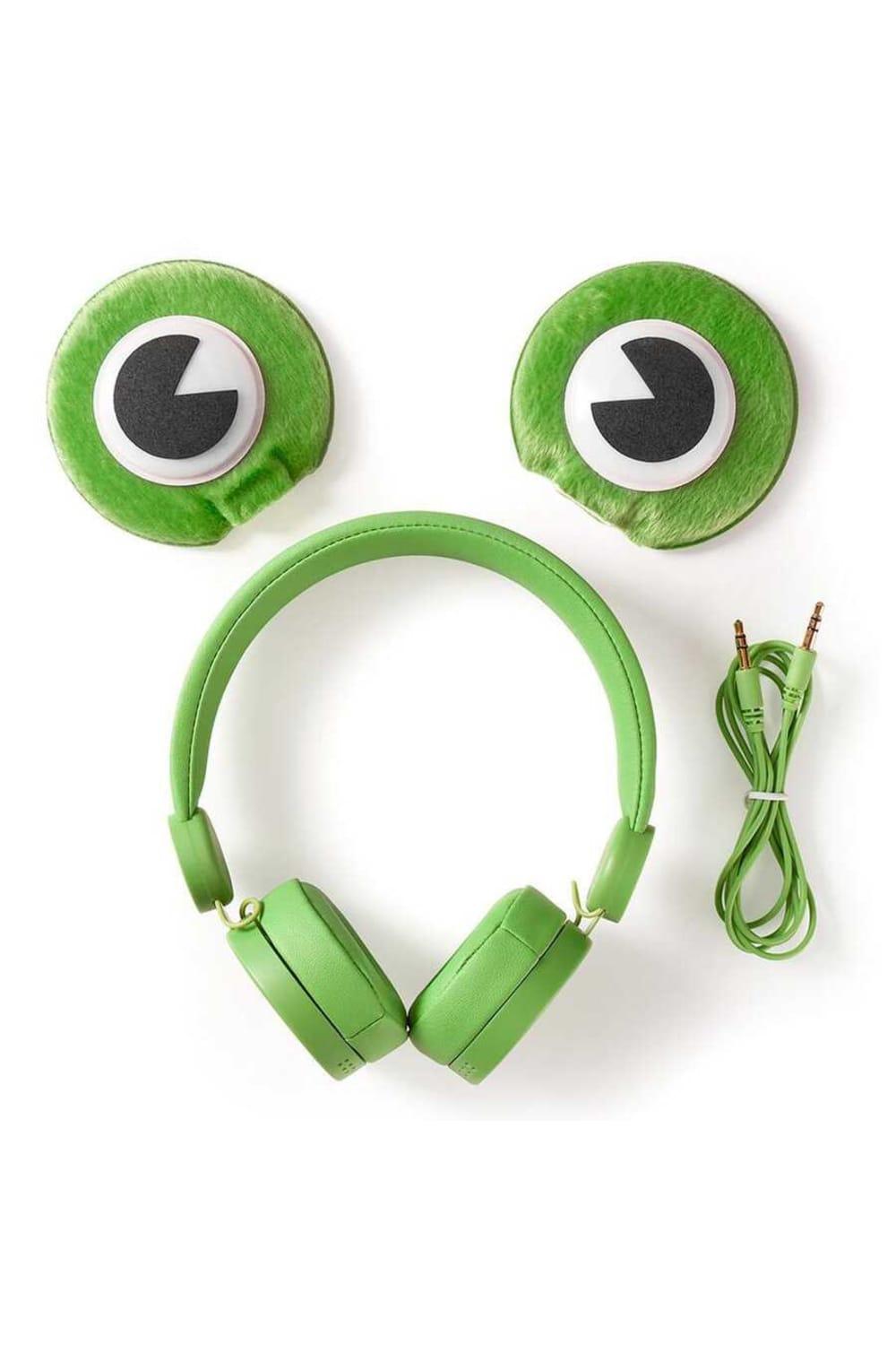 Nedis-Freddy Frog Animaticks Yeşil Çıkarılabilir Aksesuarlı Kulak Üstü Çocuk Kulaklığı-Kulaklık-2-Milagron.com