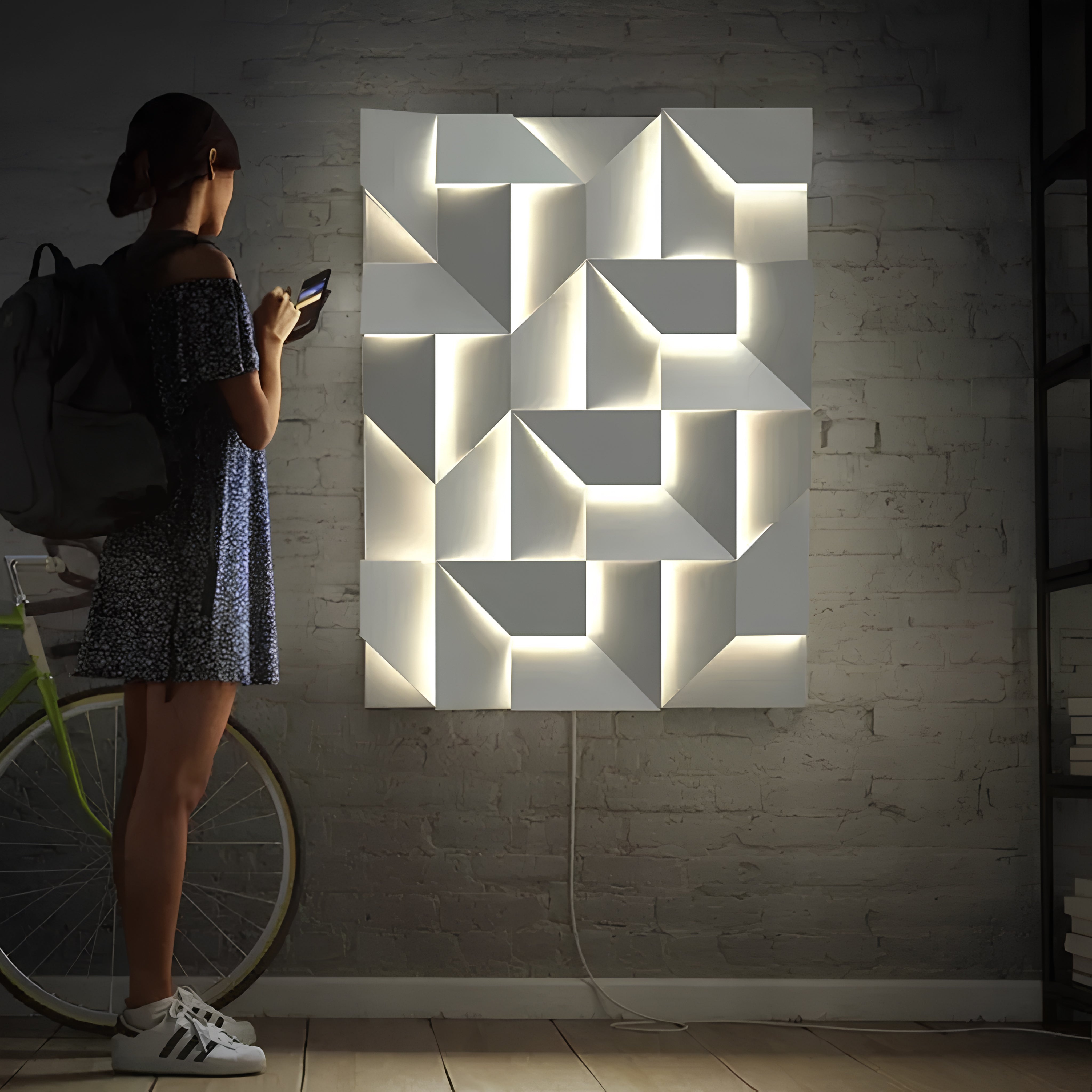 Wall Shadows Beyaz Büyük Duvar Aydınlatması