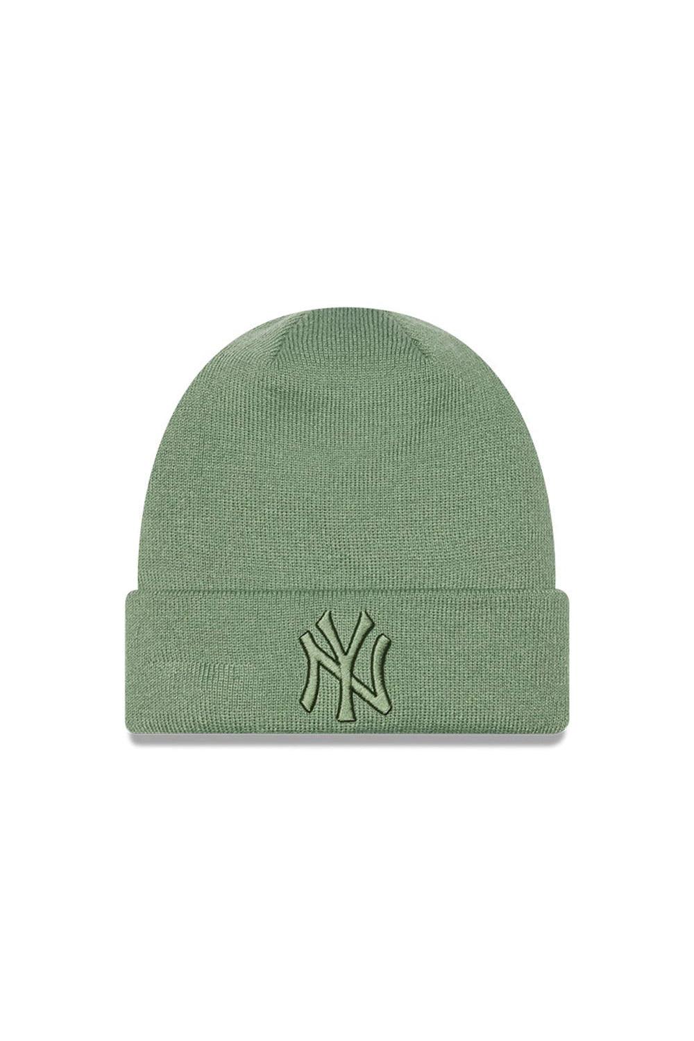New Era-New York Yankees League Essential Womens Green Beanie Hat-Bere-1-Milagron.com