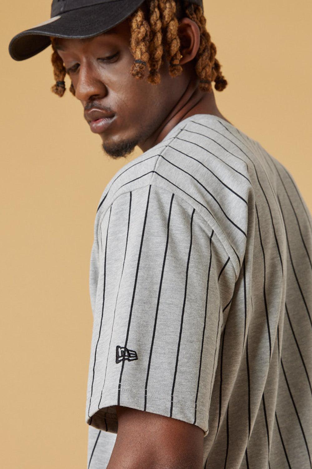 New Era-Oversized Pinstripe Tee HGRBLK-T-Shirts-3-Milagron.com