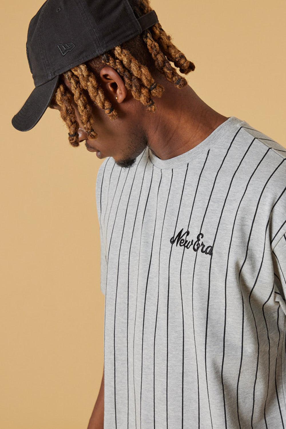 New Era-Oversized Pinstripe Tee HGRBLK-T-Shirts-4-Milagron.com