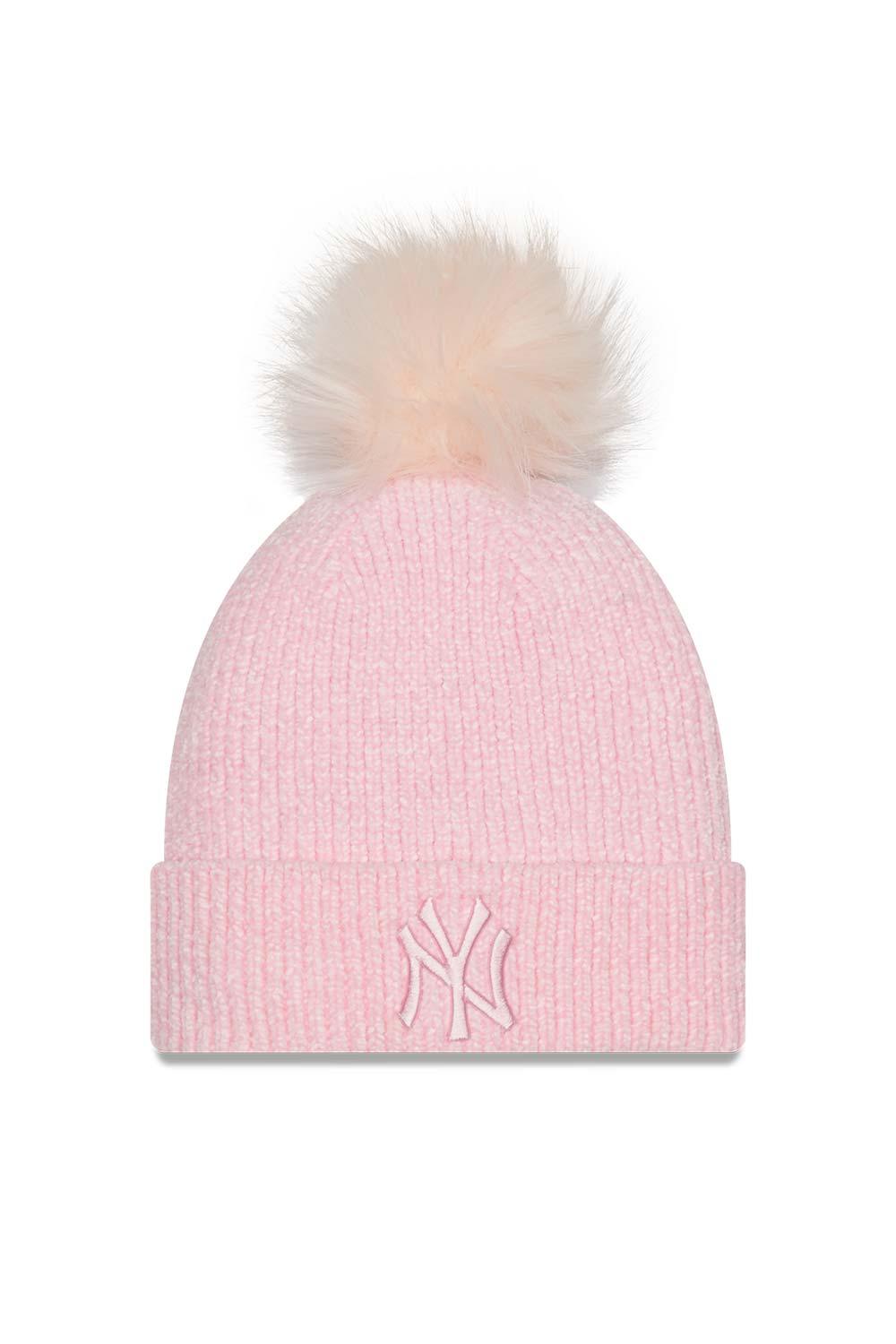 New Era-Women's Chenille Bobble Beanie Pink-Bere-1-Milagron.com
