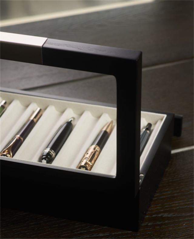 Nfp Design-Nfp Design Ahşap Cam Kapaklı 10'lu Kalem Kutusu Venge-Kalem Tepsisi-11-Milagron.com