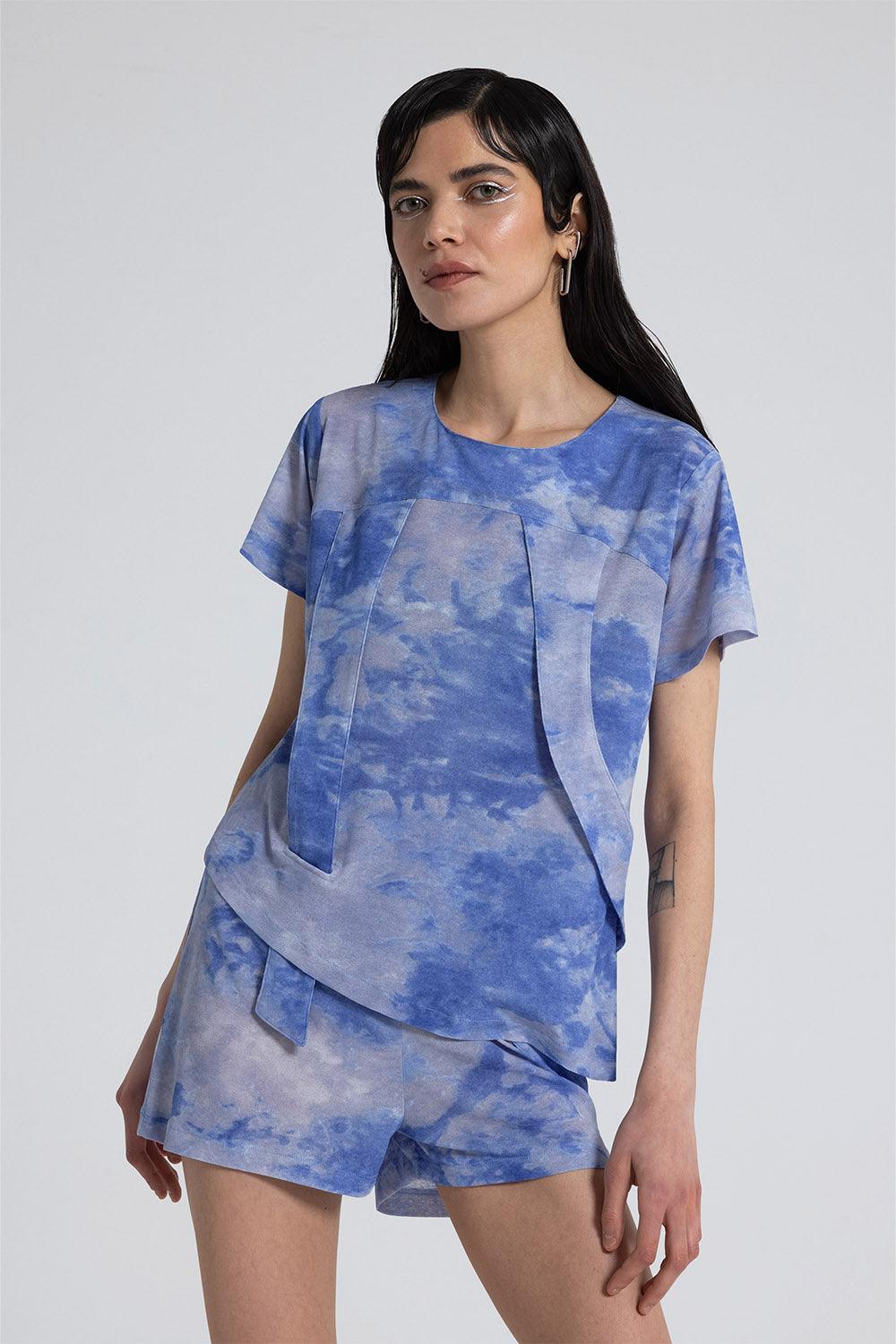 Nil Ergüven-Cielo Desenli Bluz-Top-2-Milagron.com