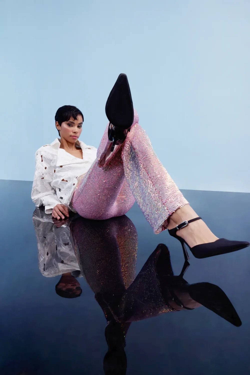 Nilgün Mirza-Güpür Kumaş Yirtmaç Detayli Mont-Mont-2-Milagron.com