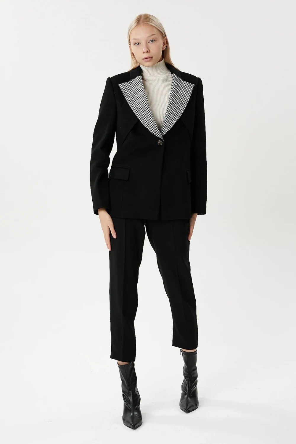 Nilgün Mirza-Kaşmir,garnili Tek Düğme Ceket-Ceket-2-Milagron.com