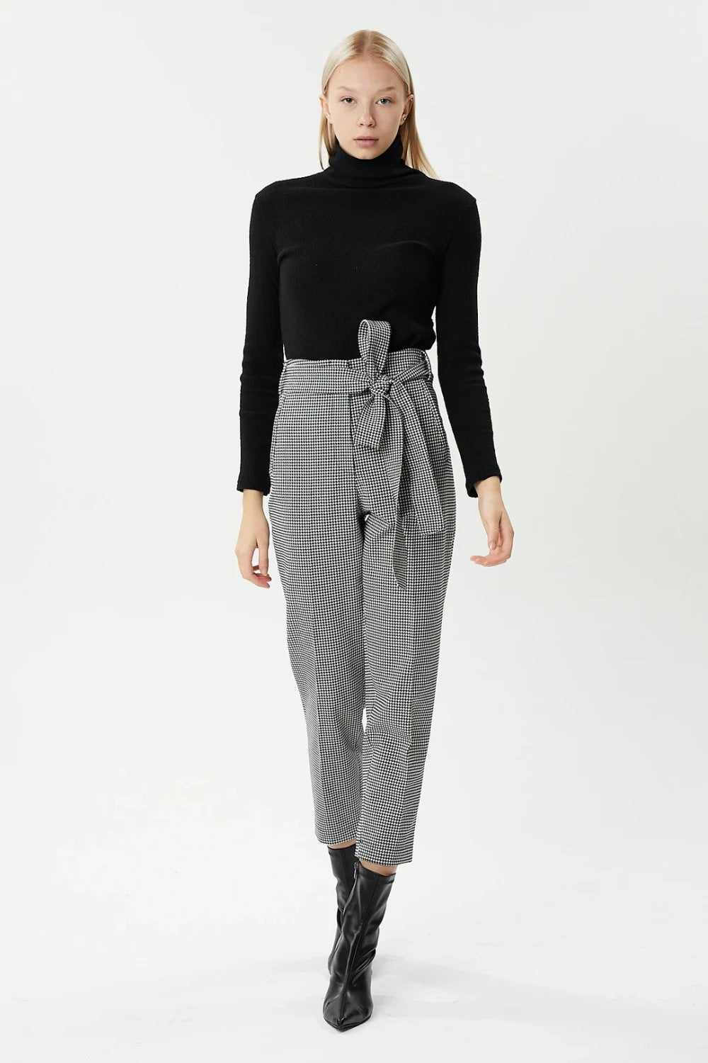 Nilgün Mirza-Koton Lycra Jakarlı Özel Kumaş Pantolon-Pantolon-2-Milagron.com