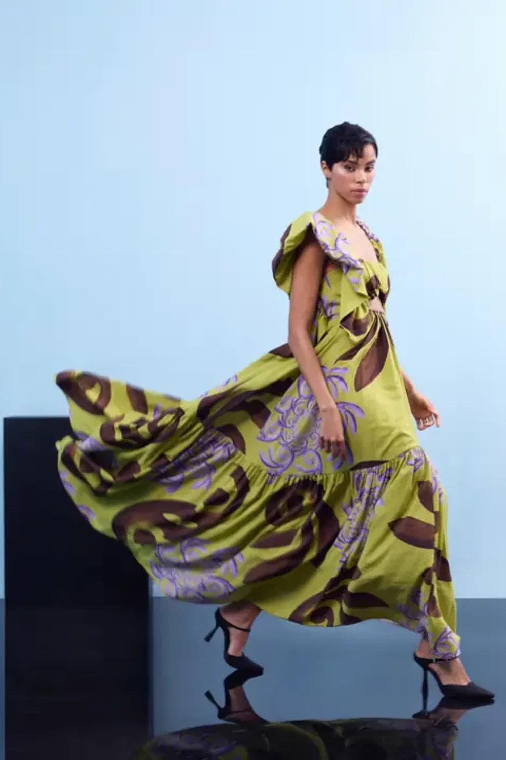 Nilgün Mirza-Tropi̇cal Desenli̇ Elbi̇se-Elbise-4-Milagron.com