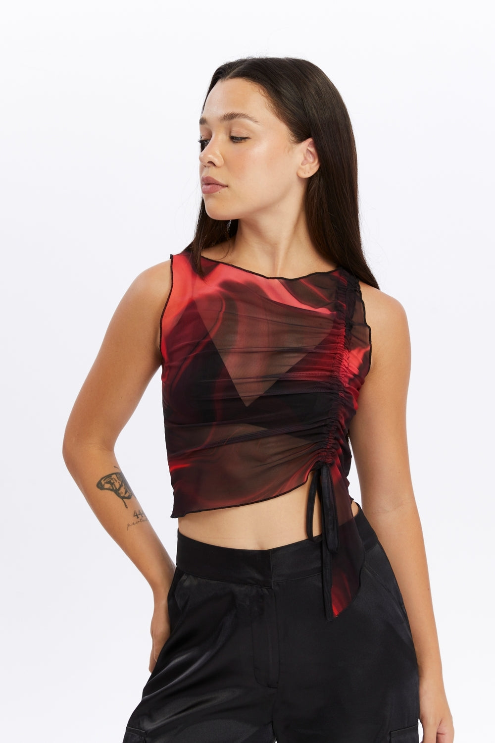 Nineteen Brand-Büzgülü Transparan Tül Bluz-Bluz-1-Milagron.com