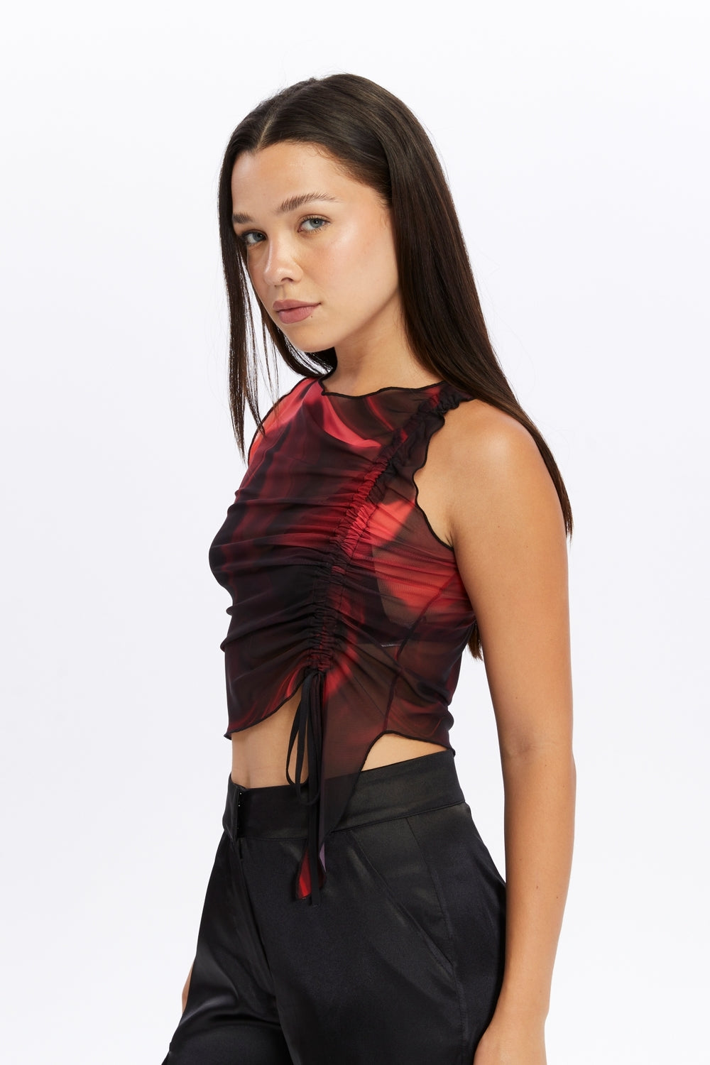 Nineteen Brand-Büzgülü Transparan Tül Bluz-Bluz-2-Milagron.com