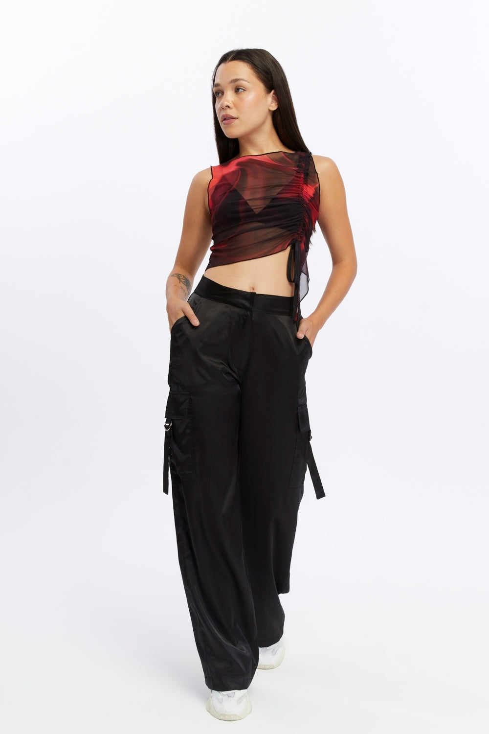 Nineteen Brand-Büzgülü Transparan Tül Bluz-Bluz-4-Milagron.com