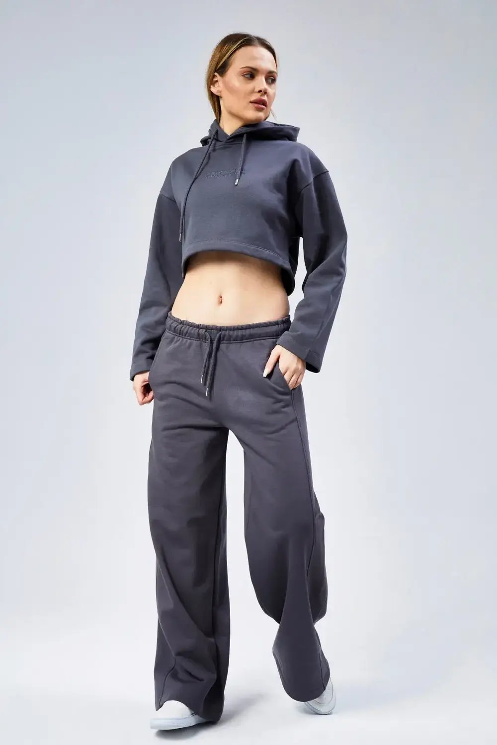 Nineteen Brand-Geniş Paça Şardonlu Eşofman Altı-Eşofman-5-Milagron.com