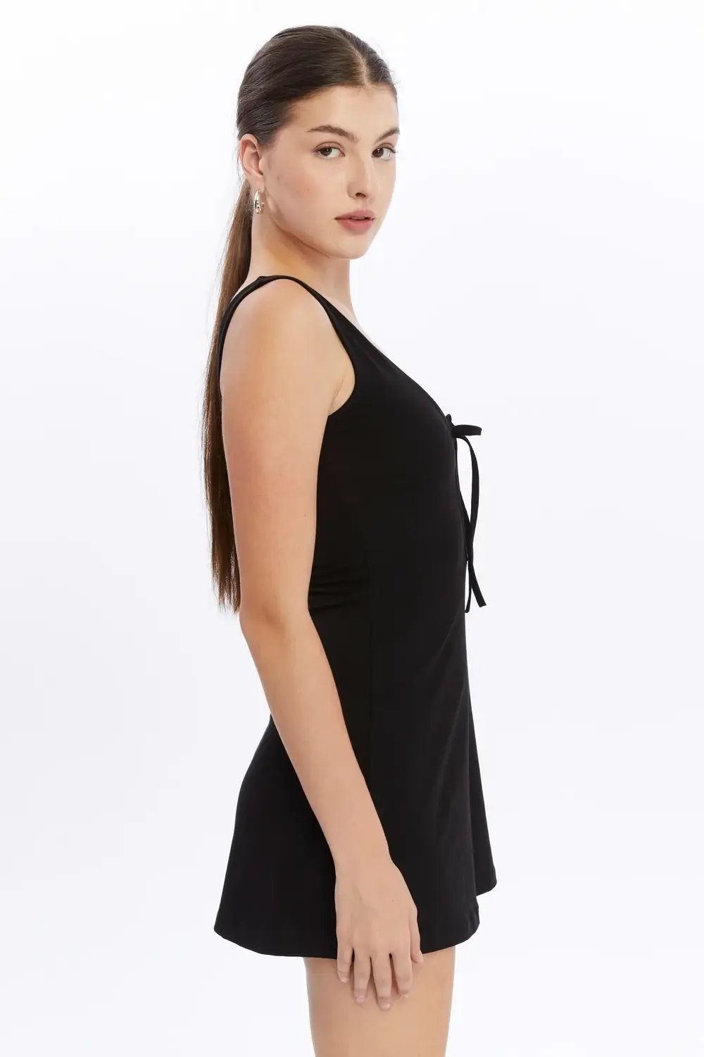 Nineteen Brand-Göğüs Dekolte Detaylı Mini Elbise-Elbise-3-Milagron.com