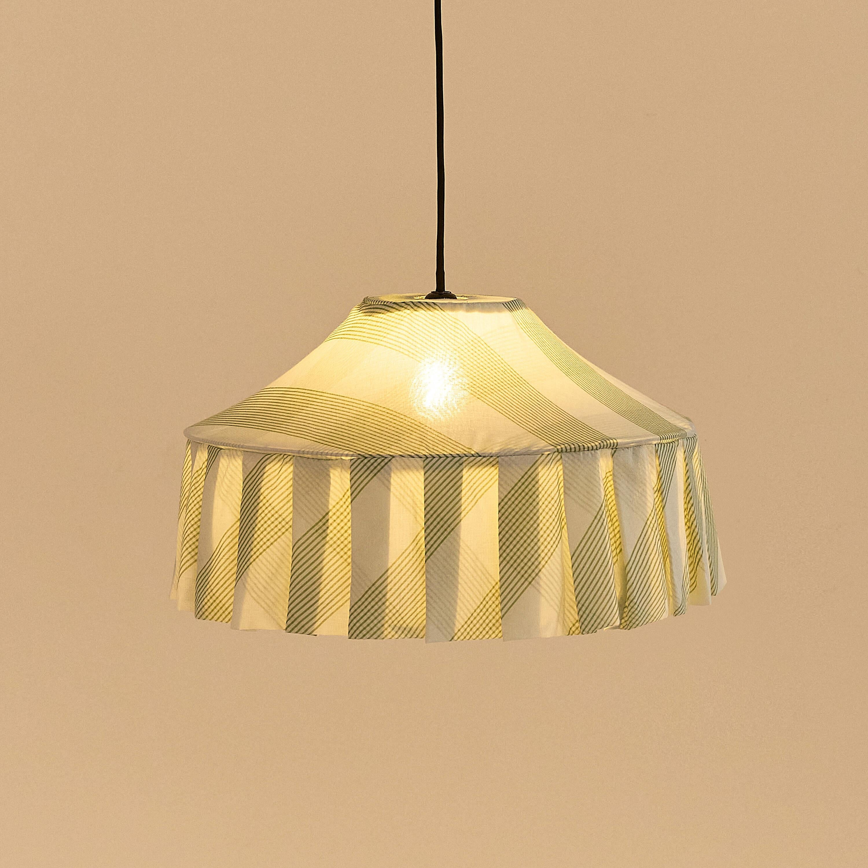 Nobodioz Nicole Aydınlatma Şapkası, 50Cm Çap, Green Diagonal Stripe