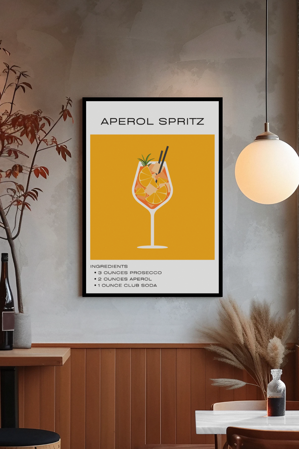 Nord Design-Kokteyl Serisi Çerçeveli Tablo - Aperol-Tablo-2-Milagron.com