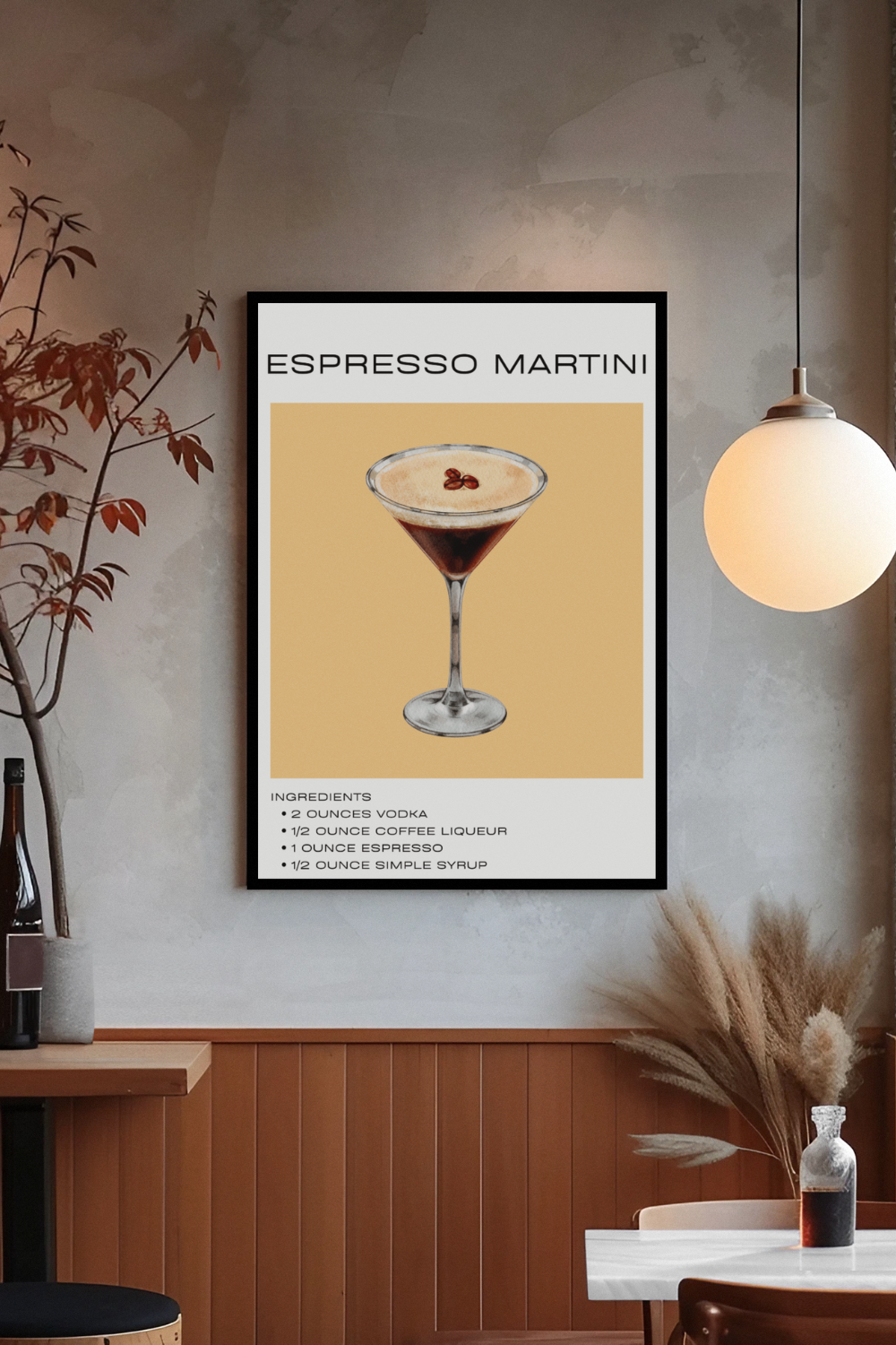 Nord Design-Kokteyl Serisi Çerçeveli Tablo - Espresso Martini-Tablo-2-Milagron.com