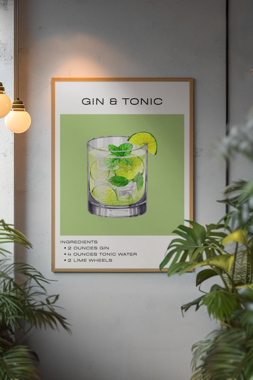 Nord Design-Kokteyl Serisi Çerçeveli Tablo - Gin & Tonic-Tablo-3-Milagron.com