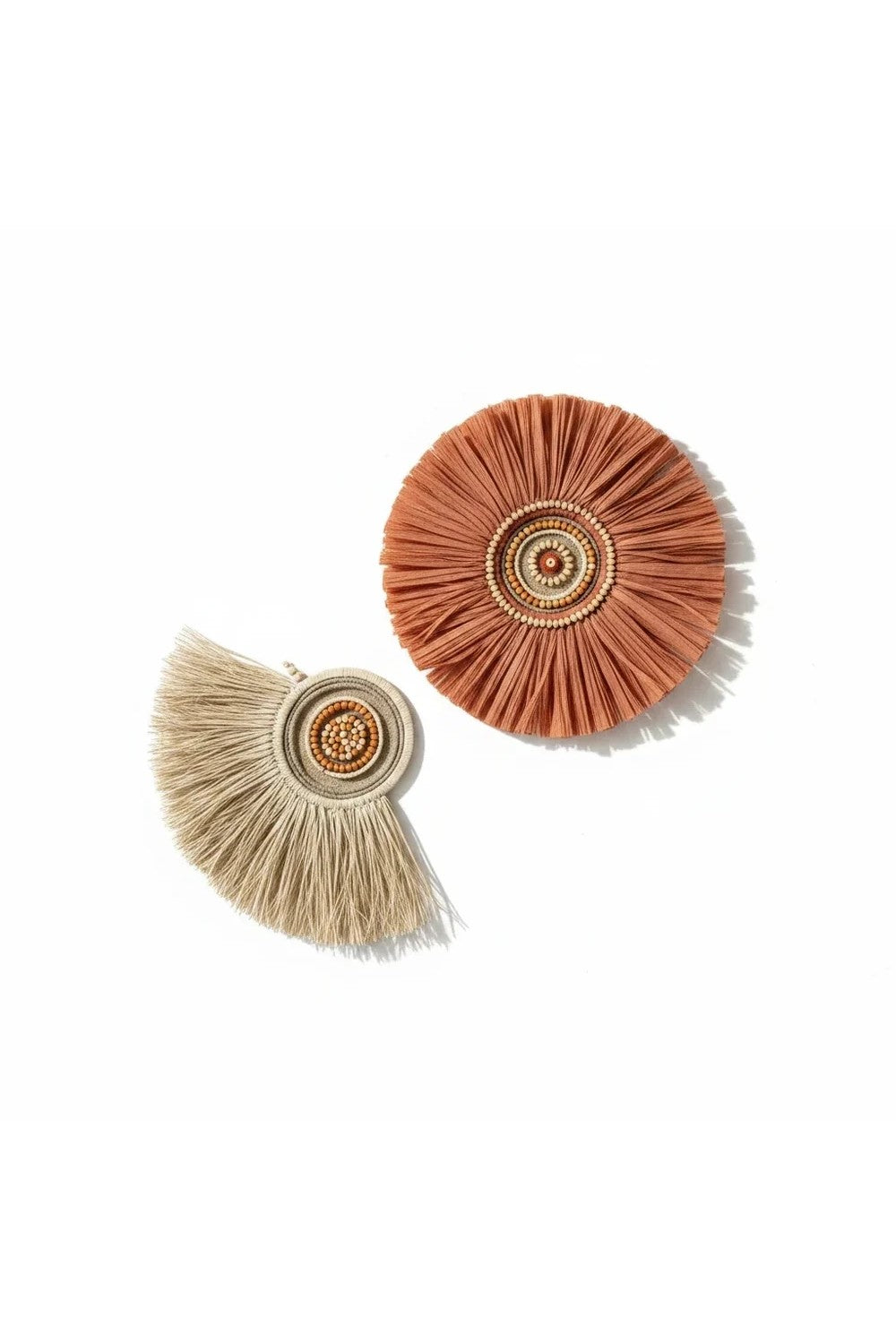 Terracotta Ve Doğal Renkli El Yapımı Rafya Duvar Dekoru - 1