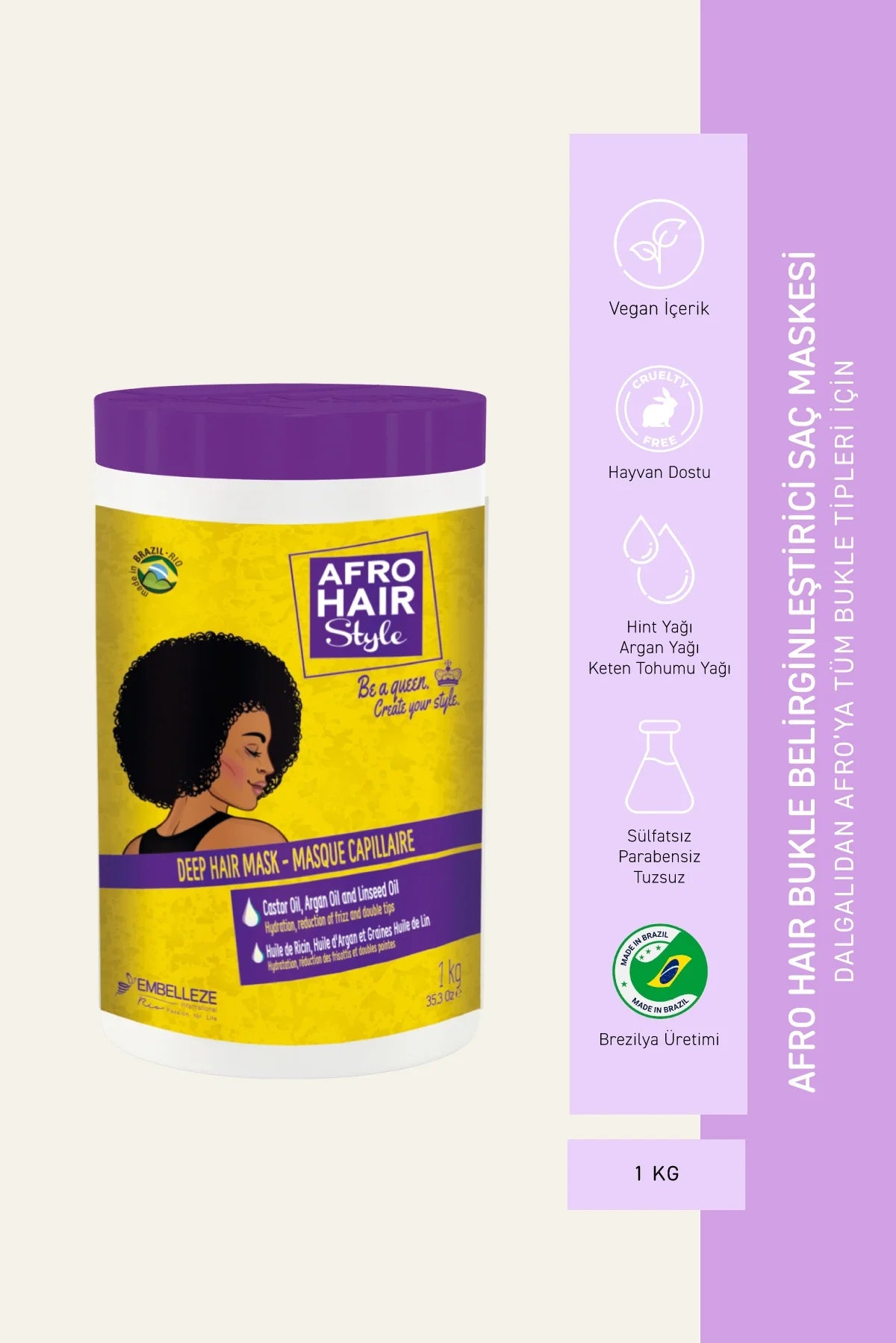 Afro Hair - Afro Kıvırcık Saçlar İçin Bukle Belirginleştirici Saç Maskesi 1kg
