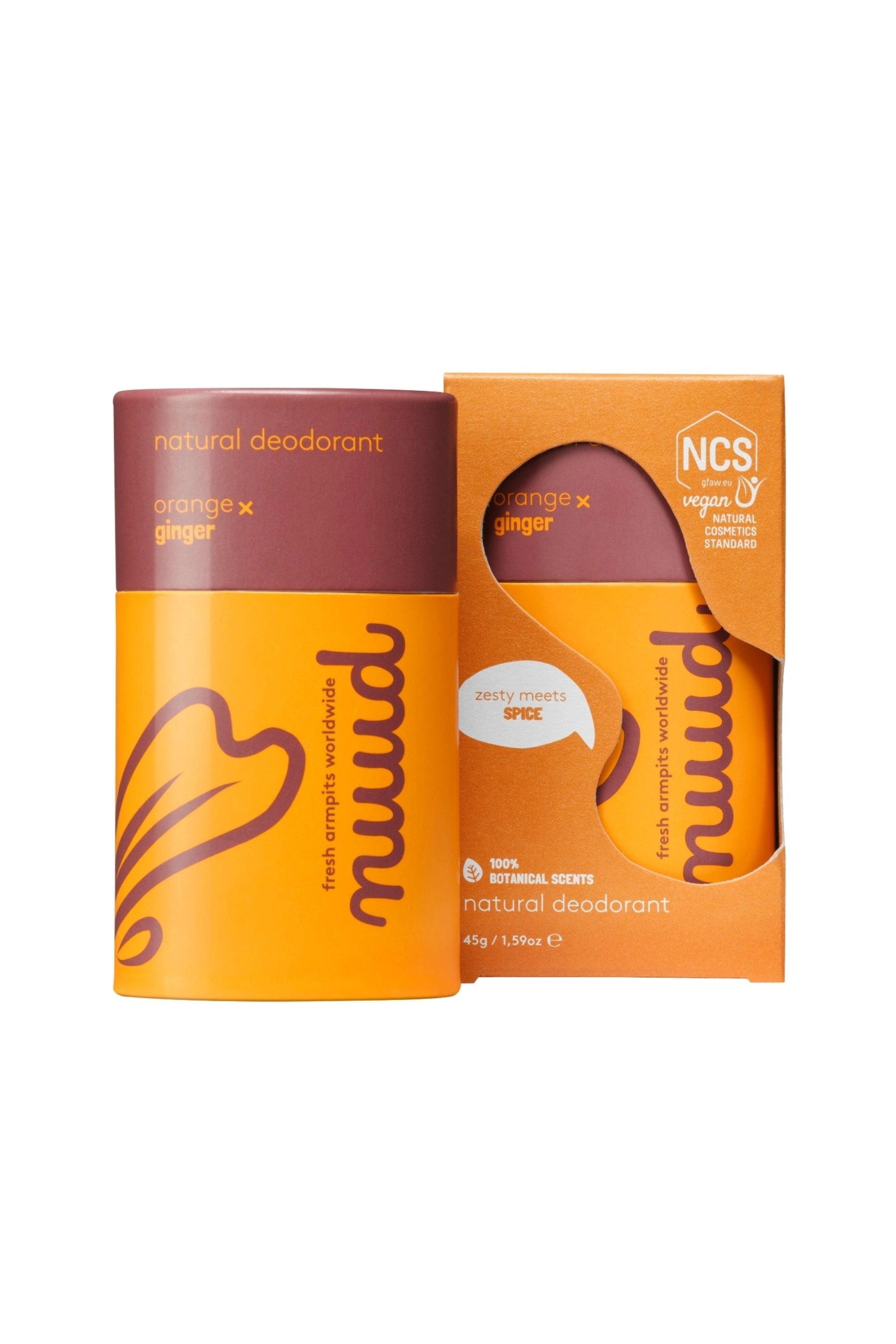 Nuud-Orange x Ginger Stick 45g 48 Saat Etkili, %100 Doğal & Vegan Parfümsüz Portakal x Zencefil Kokulu Stick Deodorant-Deodorant-1-Milagron.com
