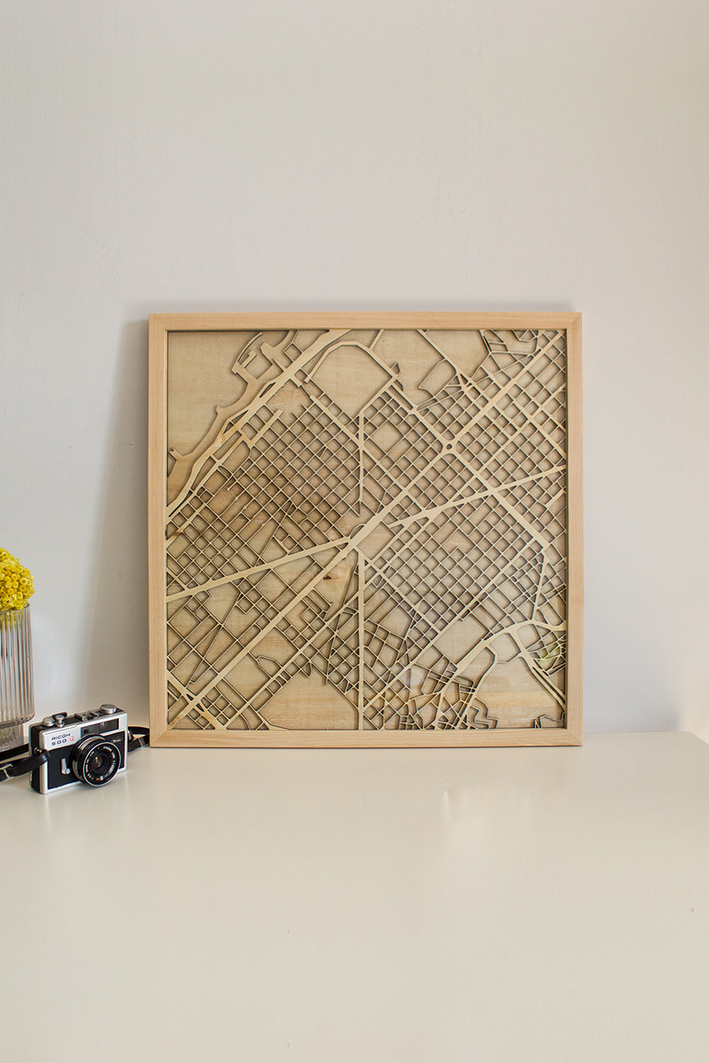 ODA.products-Barcelona Çerçeveli Ahşap Şehir Haritası-Duvar Dekorları-2-Milagron.com