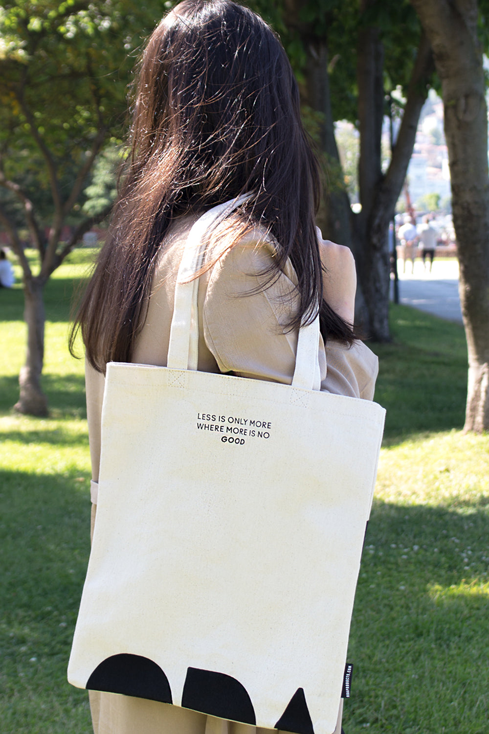 ODA.products-Siyah Beyaz Desenli Kanvas Çanta-Bez Çanta-4-Milagron.com