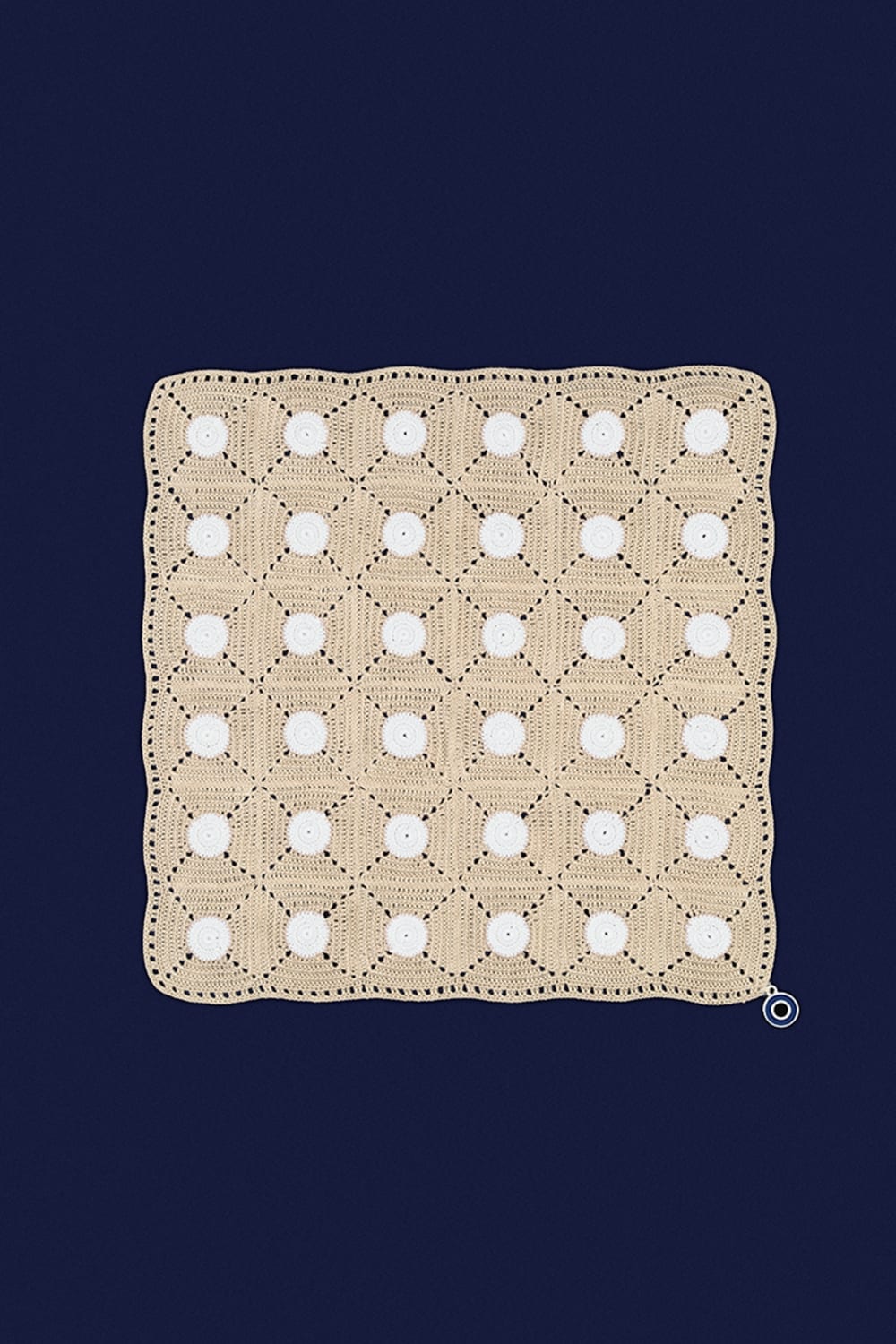 OHM Handmade-Bej Beyaz Tiny Dots El İşi Dantel Örtü-Dantel Örtüler-1-Milagron.com