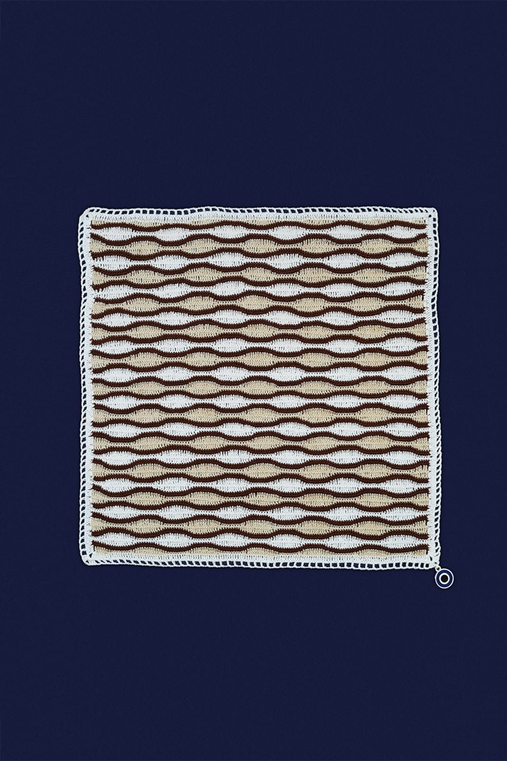 OHM Handmade-Bej Kahverengi Beyaz Waves El İşi Dantel Örtü-Dantel Örtüler-1-Milagron.com