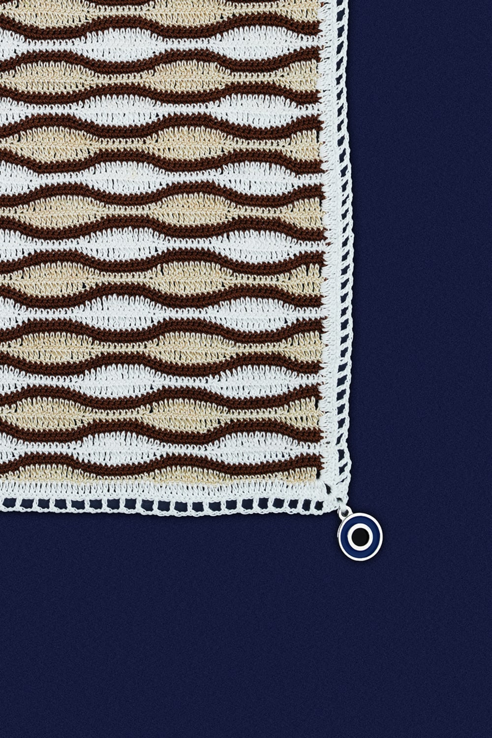 OHM Handmade-Bej Kahverengi Beyaz Waves El İşi Dantel Örtü-Dantel Örtüler-2-Milagron.com