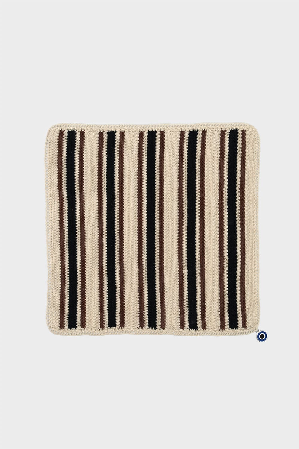 OHM Handmade-Bej Kahverengi Siyah Stripes El İşi Dantel Örtü-Dantel Örtüler-1-Milagron.com